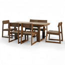 7 Piece Outdoor Dining Set For 6, Table With Umbrella Hole & 6 Armless Chairs For Backyard - Brown by HouseOfZazla