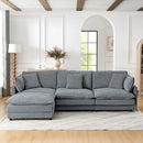L-Shaped Sectional Sofa With Ottoman, Convertible 4 Seater Couch by Unique Piece Furniture