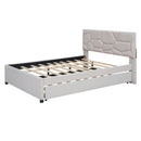 Upholstered Platform Bed With Brick Pattern Headboard And Twin Long Size Trundle by Unique Piece Furniture