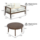 Outdoor Loveseat and Coffee Table Set, Acacia Wood Frame with Rope Detail by HouseOfZazla