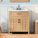 Bathroom Vanity With Sink, Adjustable Shelf & Door Organizers - Walnut by HouseOfZazla