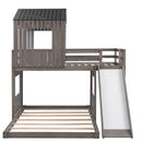 Loft Bunk Bed With Playhouse, Farmhouse, Ladder, Slide And Guardrails by Unique Piece Furniture