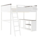 Queen Size Loft Bed With Desk, Open Shelf, Storage Box And USB Charging Station - White by Unique Piece Furniture