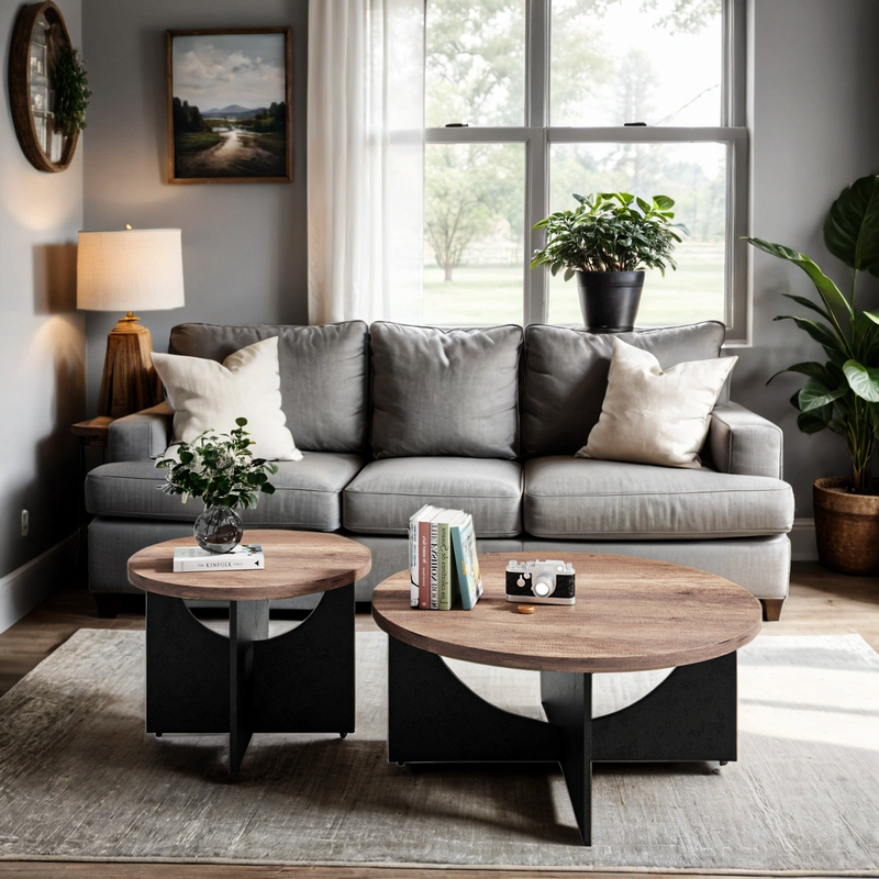 23 Inch Modern Retro Round Coffee Table for Living Room and Bedroom