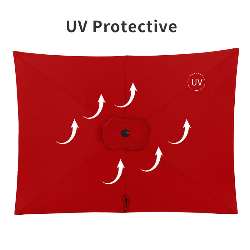 6.5FT x 10FT Patio Umbrella Outdoor Red Uv Protection