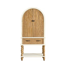 Arched Flower Carved Door Accent Sideboard Cabinet With 1 Drawer And Shelf, Cabinet For Kitchen - Natural / White by HouseOfZazla