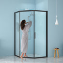 Diamond Shaped Corner Shower Door, Inward Sliding, Stainless Steel Frame by HouseOfZazla