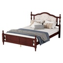 Pine Wooden Bed With Upholstered Headboard And Panel Footboard, With Two Bed Rail Support Feet And Central Platform Support Feet by HouseOfZazla