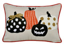 Halloween Pumpkin Embroidered Throw Pillow – Spooky Polka Dot