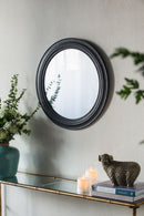 Circle Wall Mirror With Wooden Frame, Antique Classic Accent Mirror, For Living Room - Black by Unique Piece Furniture