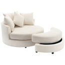 360° Swivel Accent Barrel Chair With Storage Ottoman & 4 Pillows, Modern Leisure Chair Round Accent For Living Room by HouseOfZazla