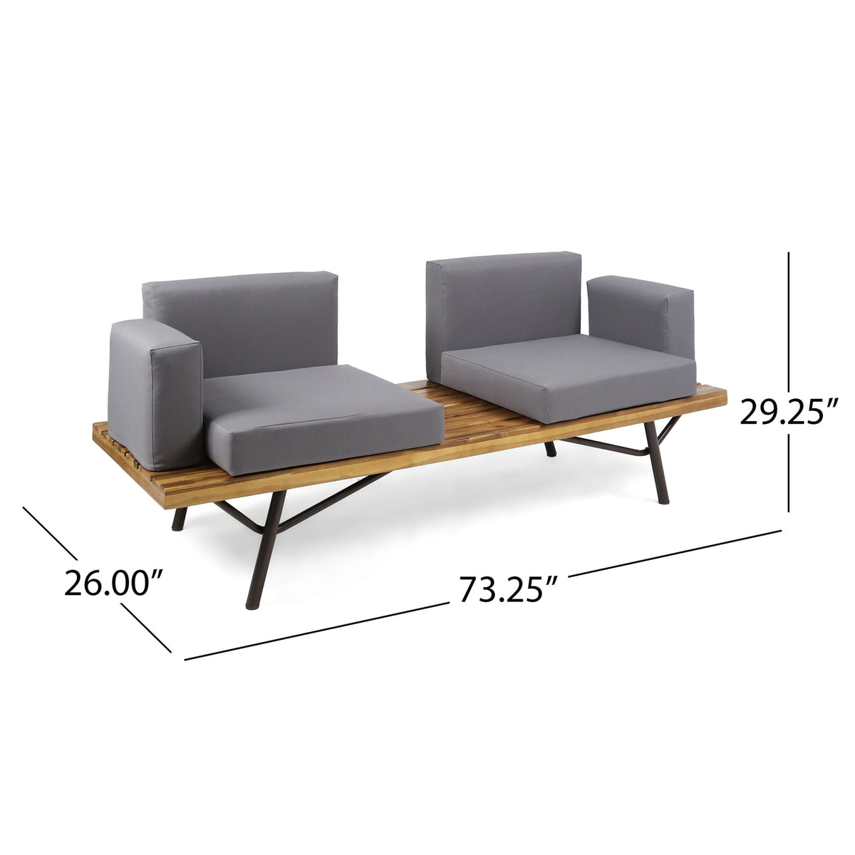 Outdoor Sofa With Cushions And Iron Legs - Dark Gray, photo 6 of 10