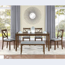 6 Pieces Kitchen Dining Set, Rectangular Wooden Dining Table With 4 Chairs And A Bench by Unique Piece Furniture