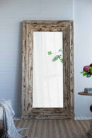 Full Length Rectangle Floor Mirror With Distressed Wood Frame - Brown by HouseOfZazla