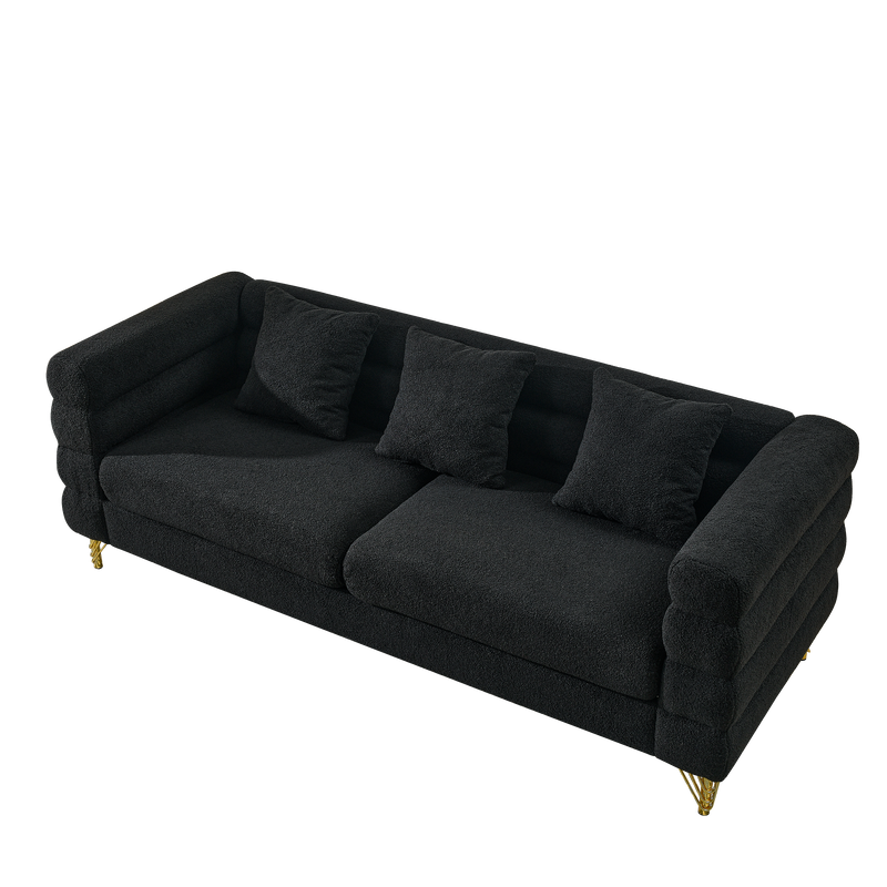 3-seater + 2-seater Combination sofa.BLACK teddy