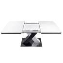 Rectangle Dining Table, Stretchable, Table Top With X Shape And Legs And Base - White / Black by HouseOfZazla
