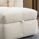 87.7" Sectional Sofa Cozy Teddy Fleece Fabric Sectional Sofa Couch with Two USB Ports a Movable Storage Ottoman and Two Lumbar Pillows for Living Room, Creamy White