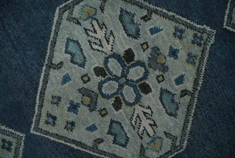 8.4x11.6 Blue, Silver and Charcoal Hand knotted Traditional wool Area Rug