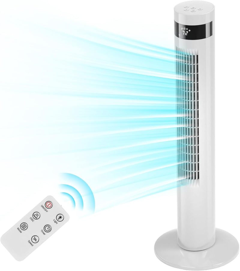 85° Oscillating Bladeless Tower Fan with 24ft/s Velocity