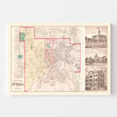 Vintage Map of St. Paul, Minnesota 1874