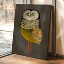 Stylized Owl with Golden Feathers