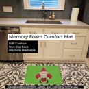 Christmas Fleur de lis Santa Claus Memory Foam Kitchen Mat Machine Washable Anti-Fatigue Cushion Comfort Bath or Kitchen Rug