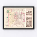 Vintage Map of St. Paul, Minnesota 1874