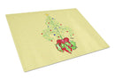 Christmas Tree Fleur de lis Cutting Board Tempered Glass Kitchen Cutting Surface, Heat Resistant Chopping, Non-Slip Feet, Food Prep & Serving