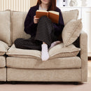 Modular L-Shaped Sectional Sofa Set with Movable Ottoman, Chenille, Coffee, 105 Inches