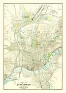 Vintage Map of Cincinnati, Ohio 1895