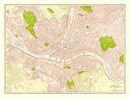 Vintage Map of Pittsburgh, Pennsylvania 1912
