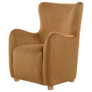 Thornton Velvet Upholstered Wingback Lounge Accent Chair Cognac