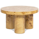 Nebula - Round Pillar Leg Coffee Table - Warm Natural Brown Burl by HouseOfZazla