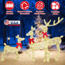 3 Pieces 2D Lighted Christmas Deer Family Set Indoor Outdoor Light Up Reindeer Decorations Lighted Buck Doe Fawn Display with 8 Lighting Modes