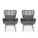 Tapscott Wicker Patio Chair with Cushions (Set of 2)