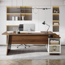 L-Shaped Executive Desk With Storage Cabinet And Shelves For Home Office - White / Walnut by HouseOfZazla
