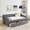 Upholstered Tufted Daybed With 2 Drawers, Waved Arms by HouseOfZazla