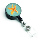 Starfish on Teal Retractable Badge Reel for Nurses ID Badge Holder with Clip Retractable Employee Badge Holder, Belt Clip