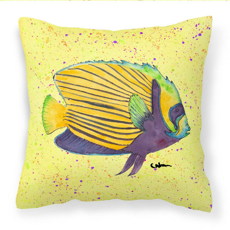 Yellow Fish on Yellow Fabric Decorative Pillow 8528PW1414