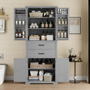 Multi Functional Storage Cabinet With Adjustable Shelves, 2 Drawers, Door Shelves