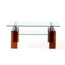 Modern Tempered Glass Coffee Table With 2 Tier Storage For Living Room by Unique Piece Furniture