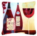 Wine Collection Rouge by Cathy Brear Decorative Throw Pillow 14x14 Indoor Outdoor Accent Cushion, Fabric Cover with Insert for Sofa, Bed, Porch & Living Room