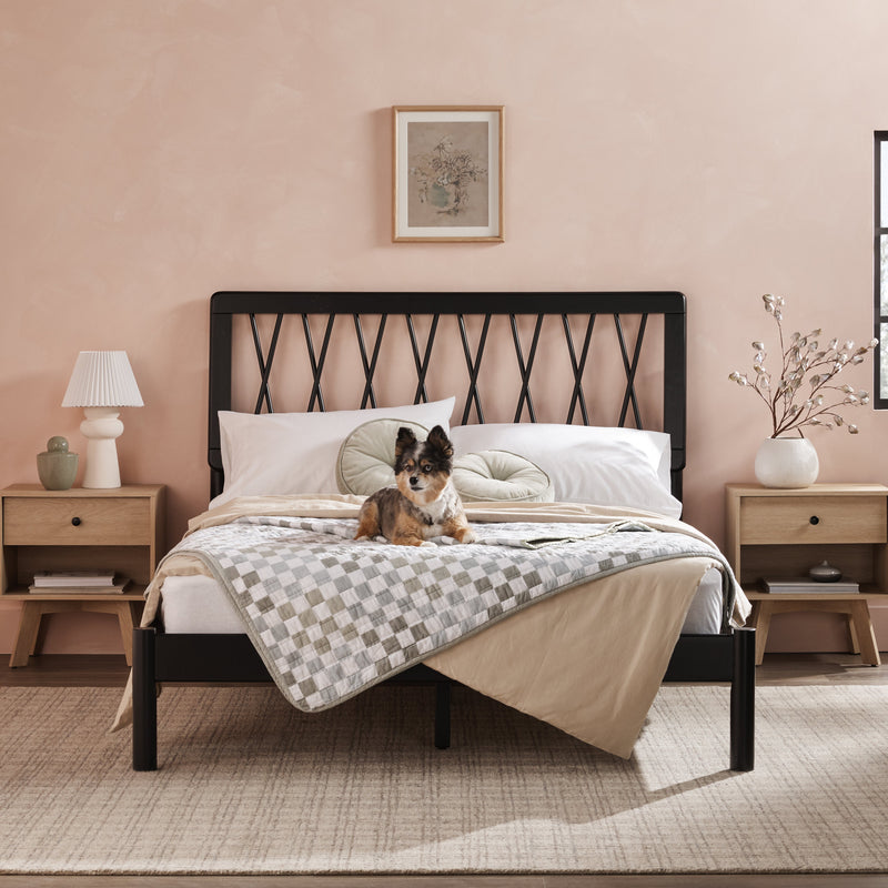 Cama X Spindle Mid-Century Modern Solid Wood Bed