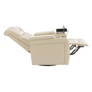 270 Degree Swivel PU Leather Power Recliner Individual Seat Home Theater Recliner with Comforable Backrest, Tray Table, Phone Holder, Cup Holder, USB Port, Hidden Arm Storage for Living Room, White