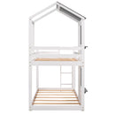 Bunk Bed Wood Bed & Roof, Window, Guardrail, Ladder
