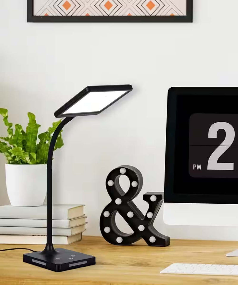 Brilli 21"H Charge Up Circadian LED Desk Lamp Black Finish with Touch Switch, Night Light on Base