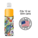 Crab Shrimp Oysters Slim Can Hugger , Insulated Foam Hugger for 12 oz Slim Cans, Beer Bottles & Water Bottles, Printed in USA