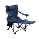 Outdoor Camping Chairs Folding Portable Adjustable Reclining Chair With Side Pockets & Cup Holder - Dark Blue by Unique Piece Furniture