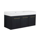 Contemporary 48" Wall Mounted Bathroom Vanity With Resin Sink And Soft Closing Doors And Line - Black Chestnut by HouseOfZazla