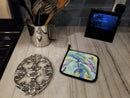 Dolphin Pot Holder Set of 2 Heat Resistant Quilted Hot Pads 7.5 x 7.5 Inch, Insulated Kitchen Trivets for Cooking & Baking